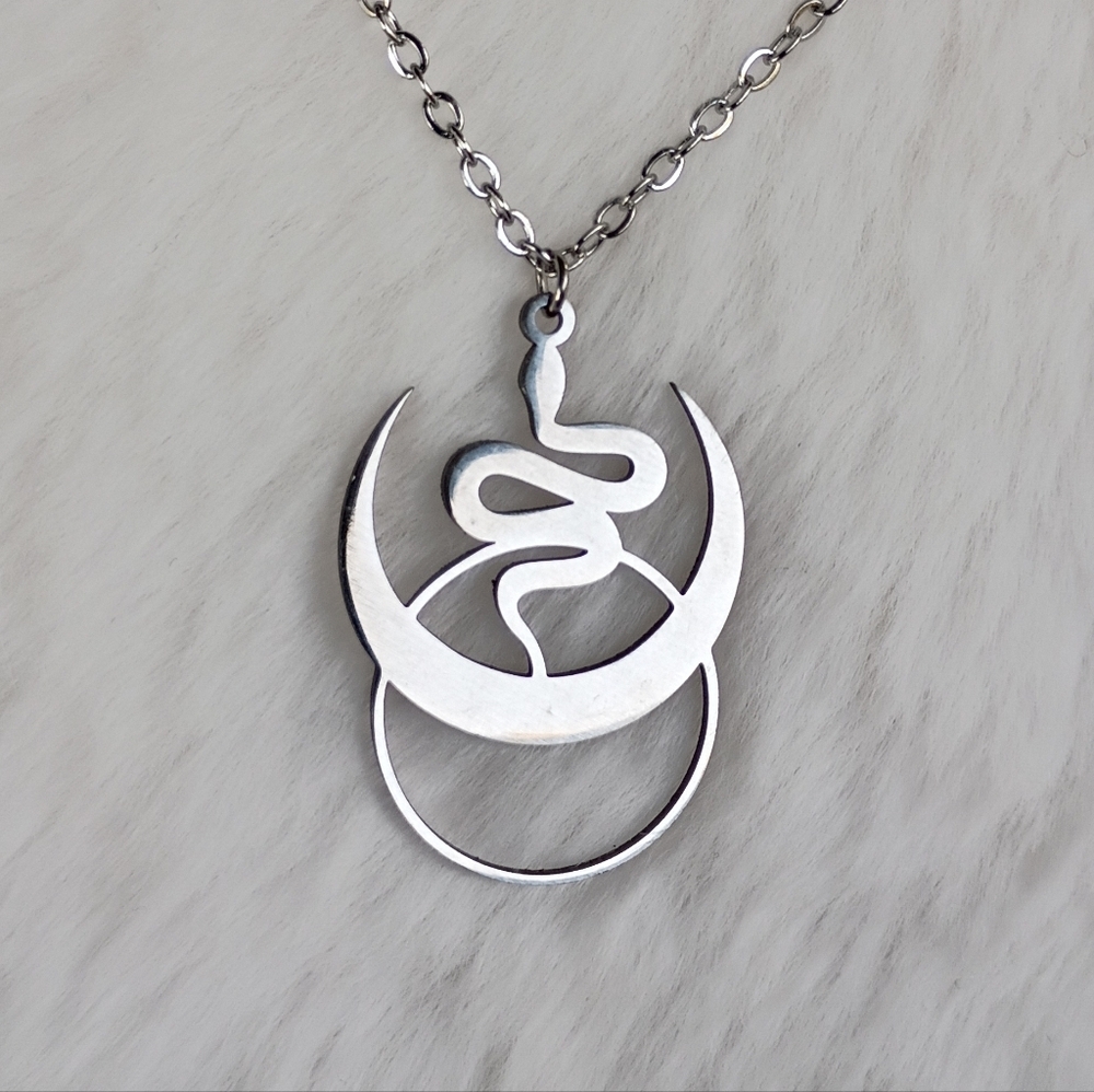 2/$20 Stainless Steel Gothic Silver Snake Pendant Necklace